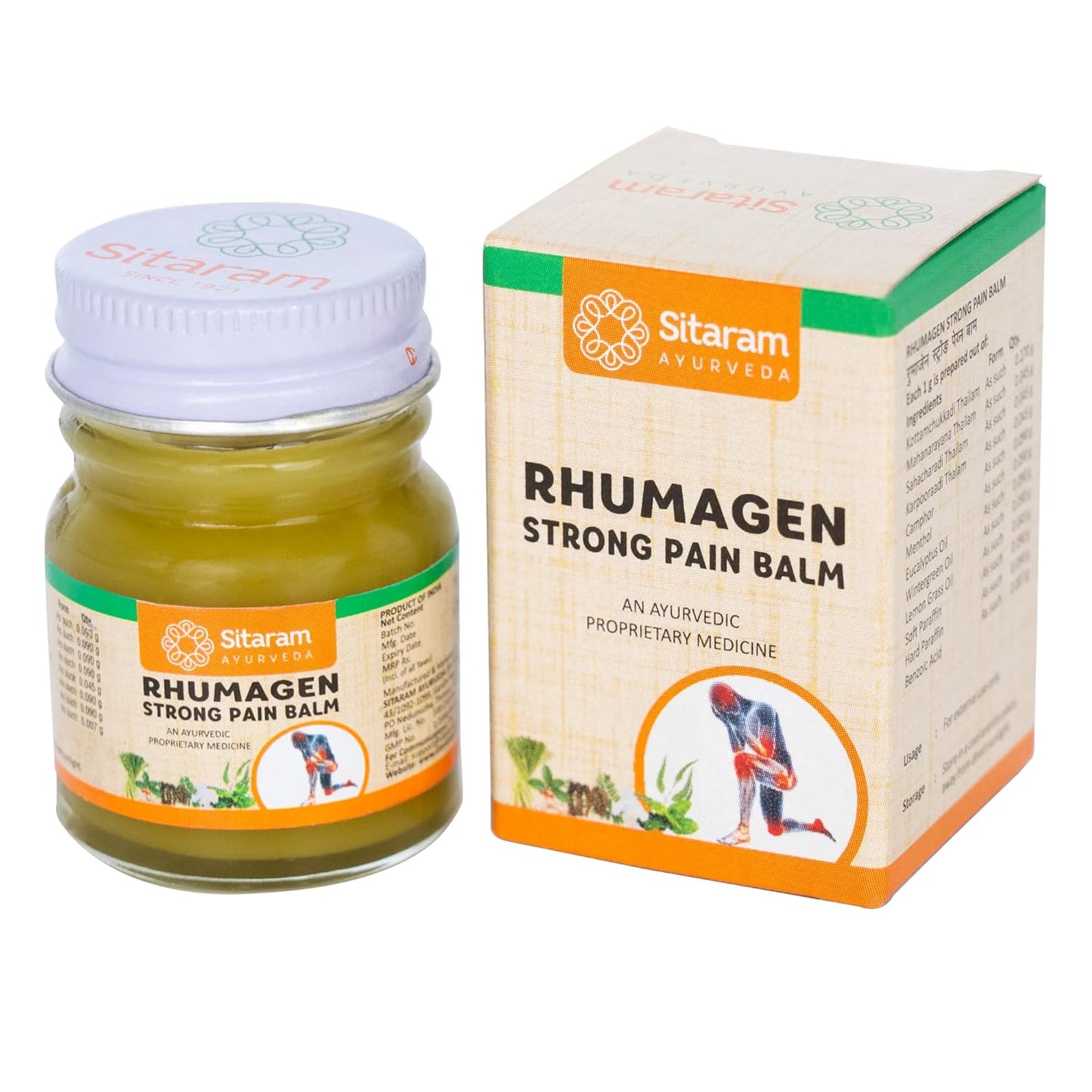 2 X Sitaram Ayurveda Rhumagen Strong Pain Balm 10gm