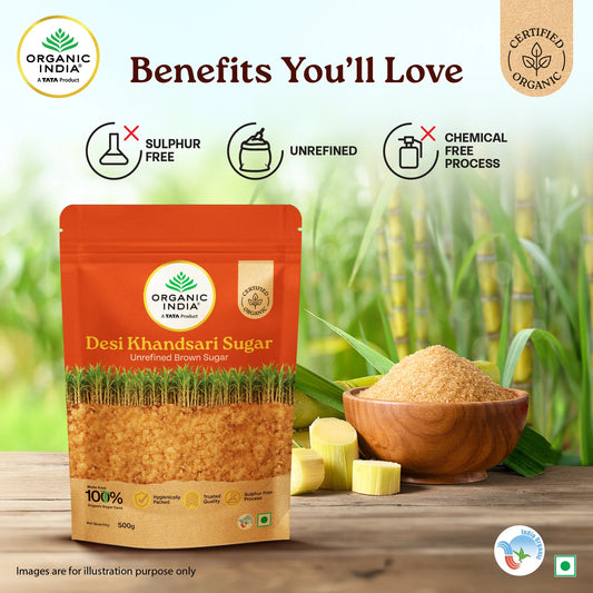 Organic Indai Desi Khandsari Sugar (Unrefined Brown Sugar) 500g
