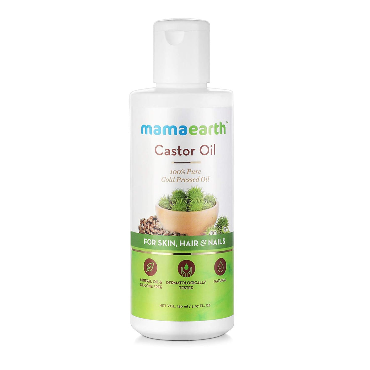 Mamaearth Castor Oil for Healthier Skin,Hair and Nails with 100% Pure and Natural Cold-Pressed Oil 150ml