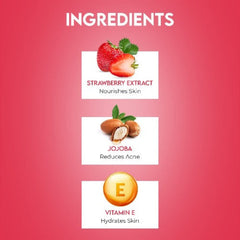Jovees Herbal Erdbeere, Teebaum, Zitrone, Neem, De-Tan &amp; Traube Gesichtswaschmittel mit Erdbeerextrakten für normale bis trockene Haut für Frauen/Männer für feuchtigkeitsspendende und strahlende Haut