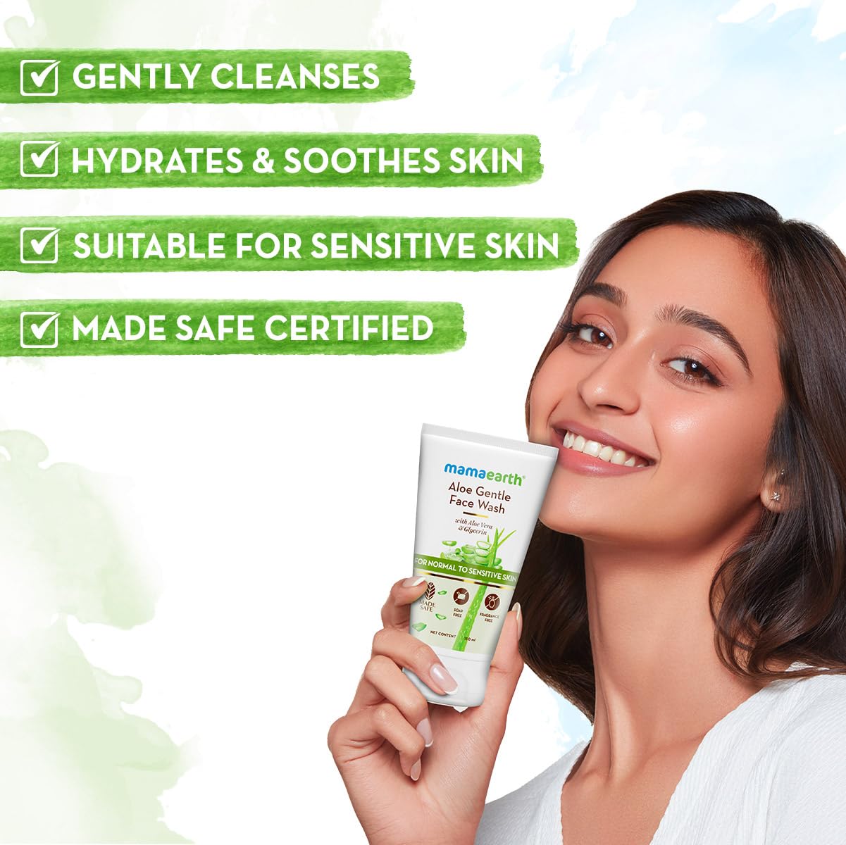 Mamearth Aloe Gentle Face Wash with Aloe Vera & Glycerin for Normal to Sensitive Skin 150ml
