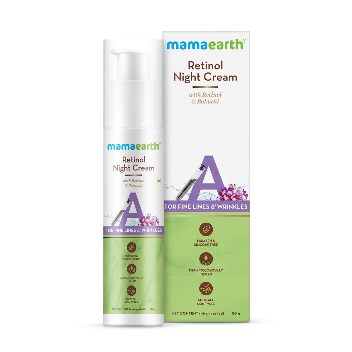 Mamaearth Retinol Night Cream For Women with Retinol and Bakuchi for Anti Aging, Fine Lines and Wrinkles 50g