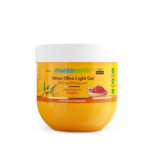 Mamaearth Ubtan Ultra Light Gel Oil Free Moisturizer with Turmeric and Saffron for Deep Hydration 200ml