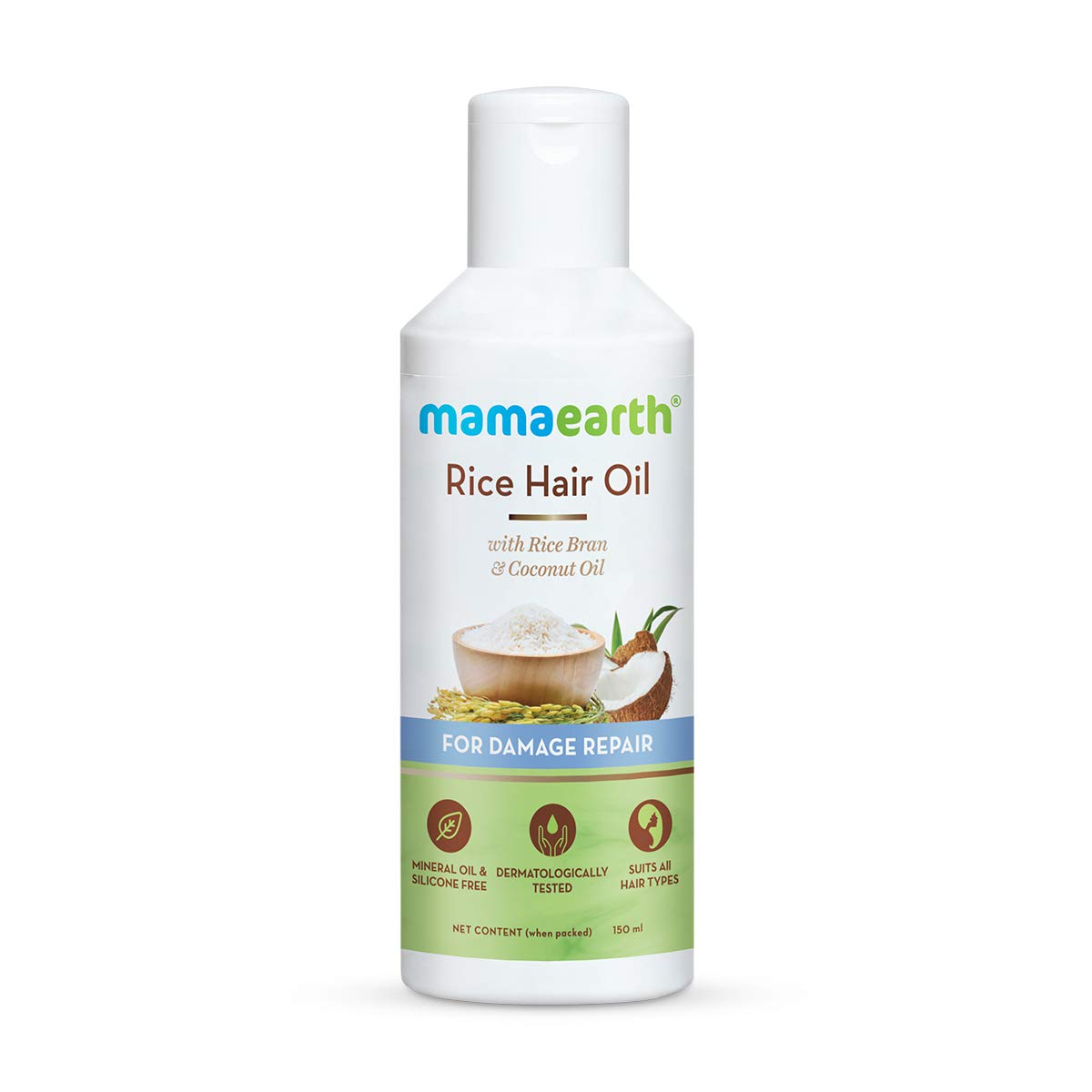 Mamaearth Rice Hair Oil with Rice Bran and Coconut Oil For Damage Repair 150ml