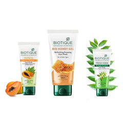 Biotique Papaya Deep Cleanse,Honey Gel & Fresh Neem Pimple Control Soothe & Nourish Foaming Face wash Soap Free Formula Reduce Dryness 100% Botanical Extracts Suitable for All Skin Types