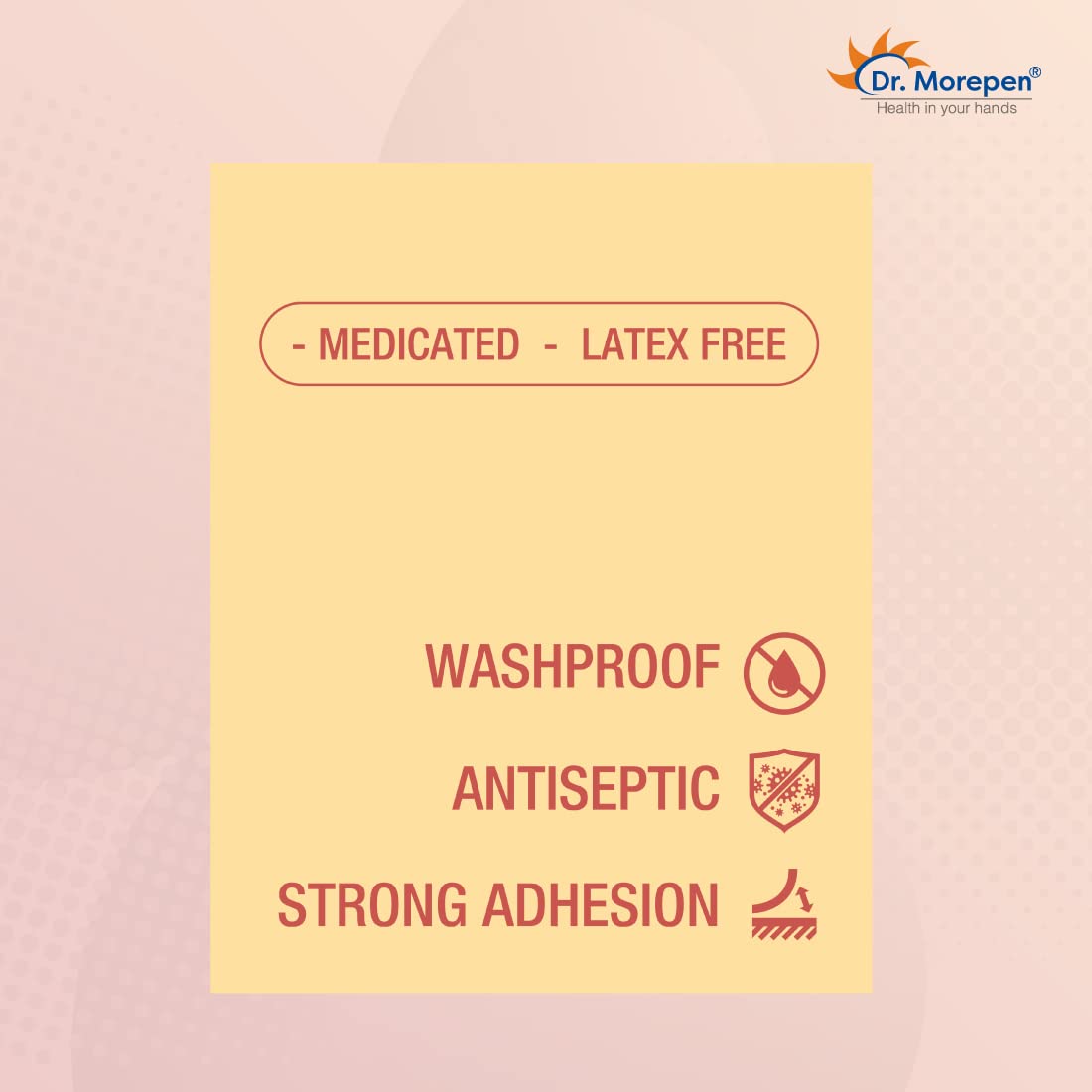 Клейкая повязка для первой помощи Dr.Morepen Aid, 100 бинтов