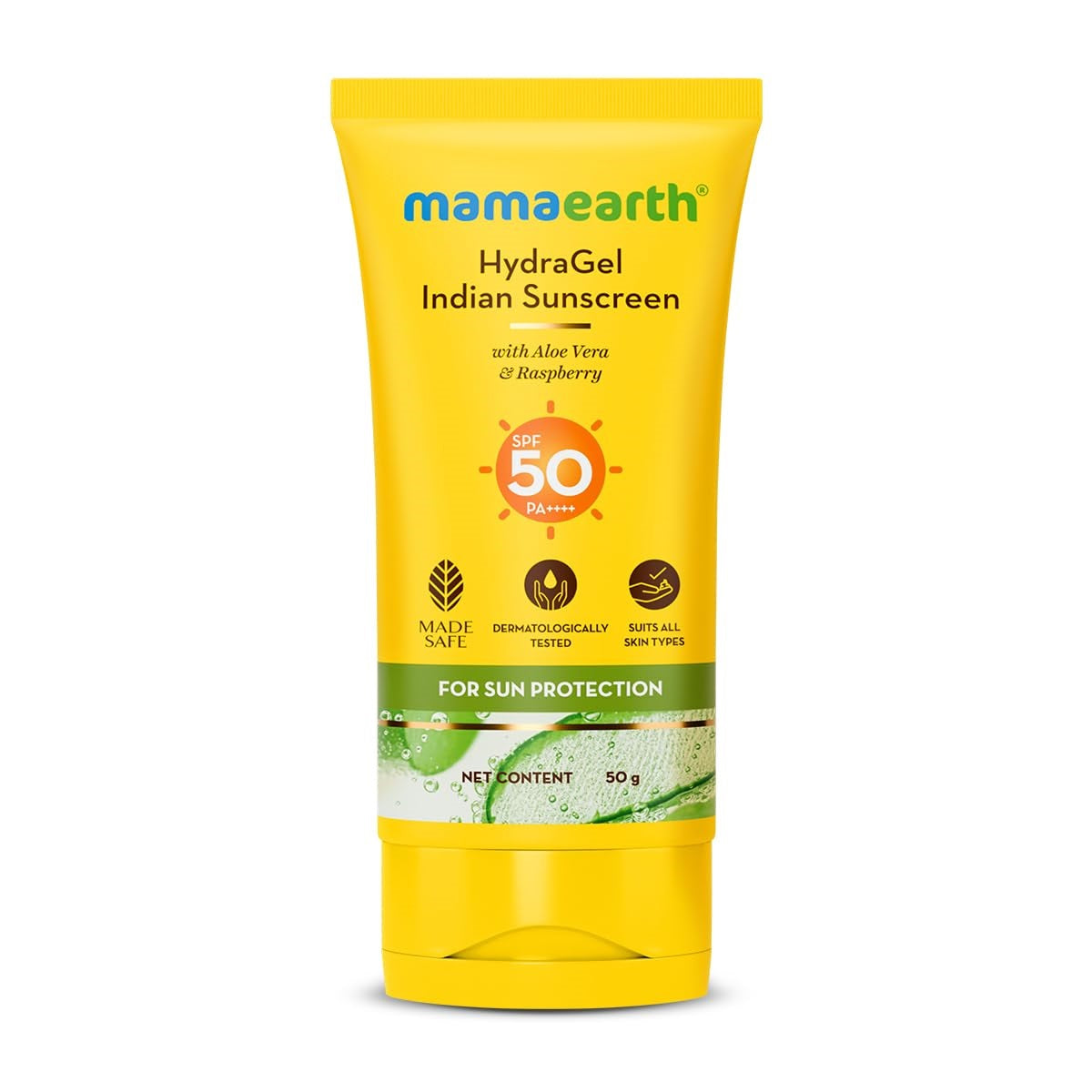 Mamaearth HydraGel Indian Sunscreen with Aloe Vera and Raspberry for Sun Protection 50g