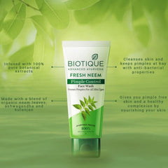 Biotique Глубокое очищение с папайей, медовый гель и свежесть нима для борьбы с прыщами Успокаивает и питает Пенка для умывания лица Формула без мыла Уменьшает сухость 100% растительные экстракты Подходит для всех типов кожи