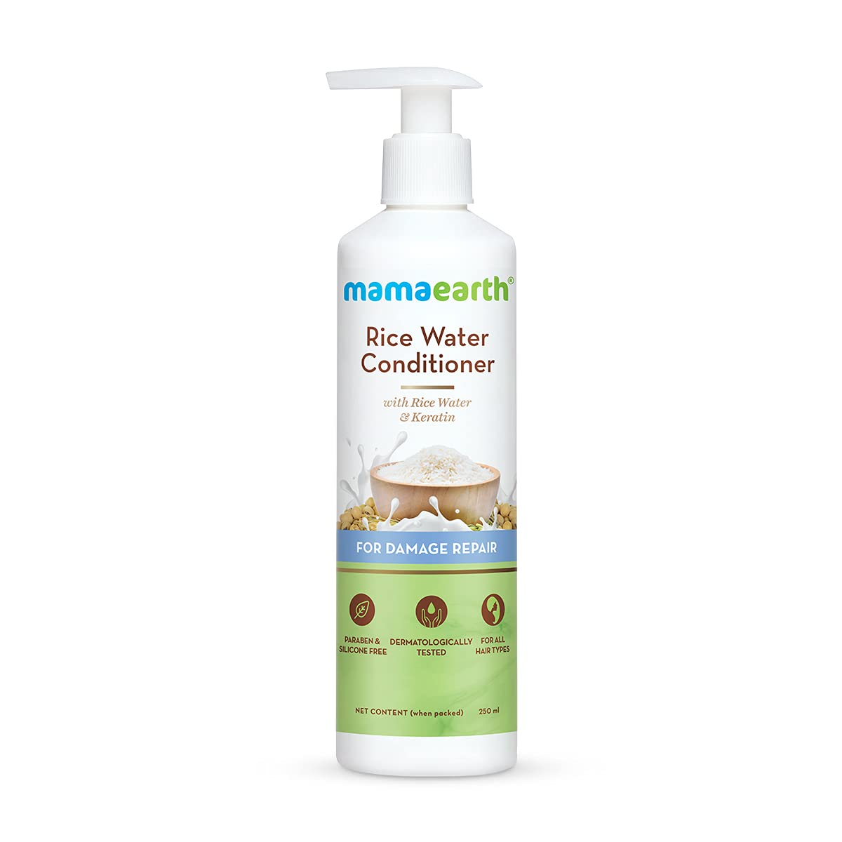 Mamaearth Rice Water Conditioner with Rice Water and Keratin for Damaged, Dry and Frizzy Hair 250ml