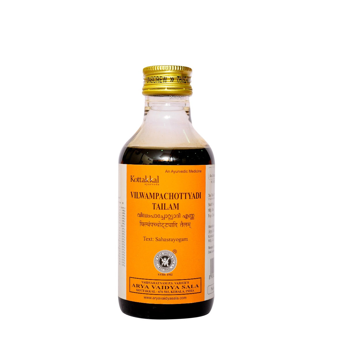 Kottakkal Ayurvedic Vilvampachotyadi (Vilwampachotyadi) Tailam Oil 200ml