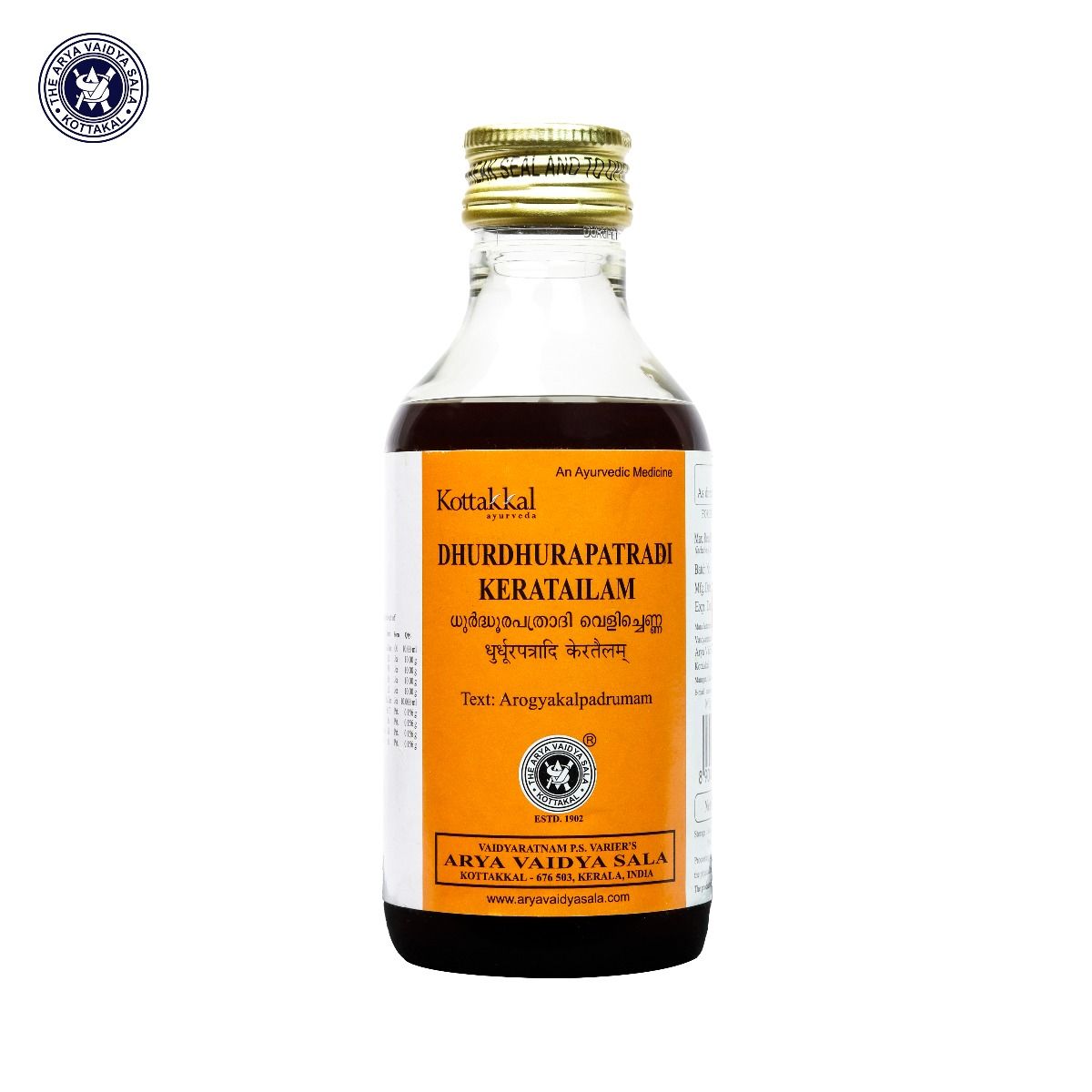 Kottakkal Ayurvedic Dhurdhurapatradi Kera Tailam Oil 200ml