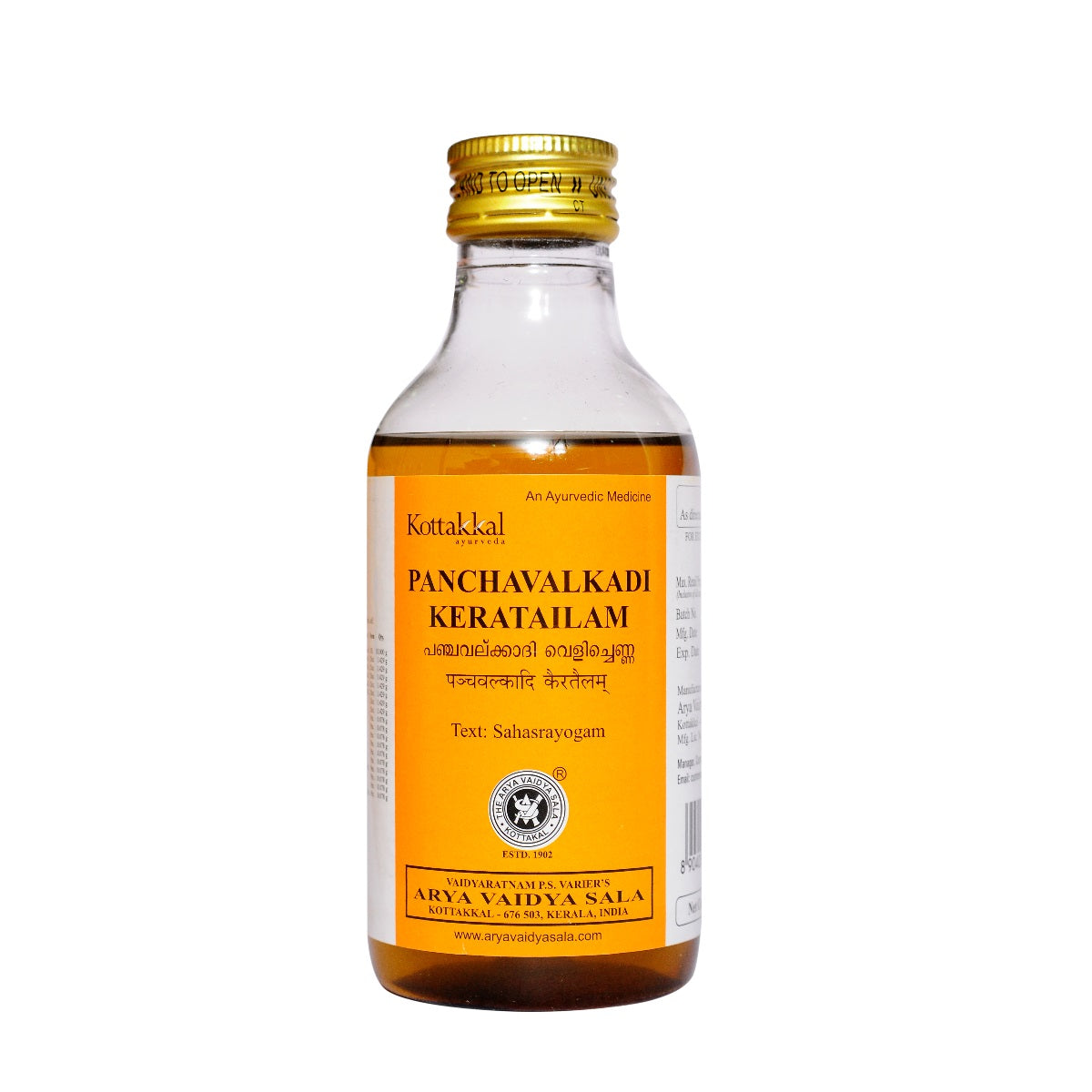 Kottakkal Ayurvedic Panchavalkadi Kera Tailam Oil 200ml