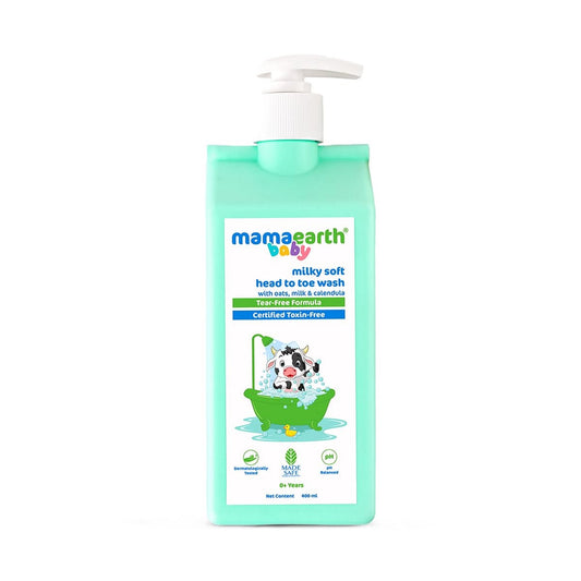 Mamaearth Milky Soft Head to Toe Wash With Oats,Milk,and Calendula for Babies 400ml