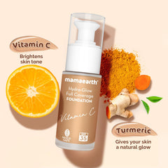 Mamaearth Hydra Glow Full Coverage Foundation With Vitamin C & Turmeric 30ml