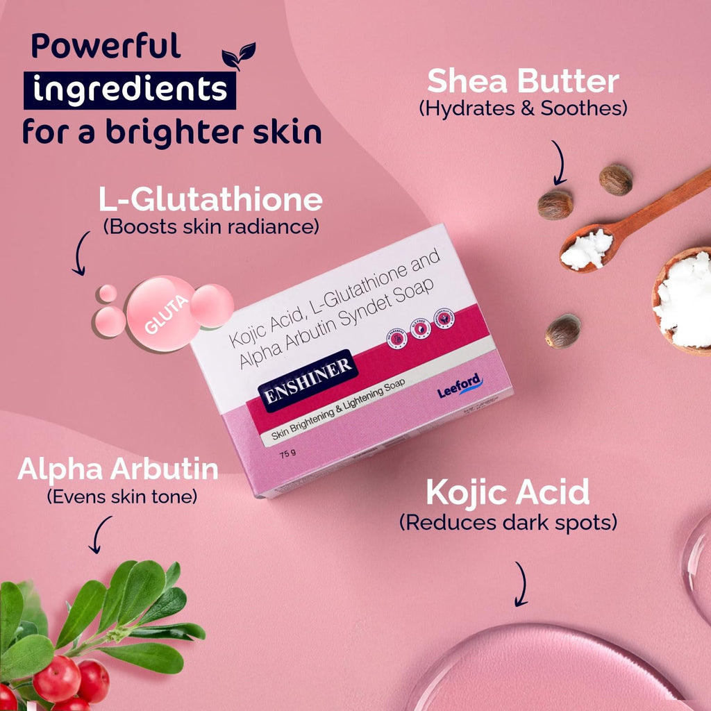 Leeford Enshiner Skin Brightening And Lightening Soap With Kojic Acid 75g