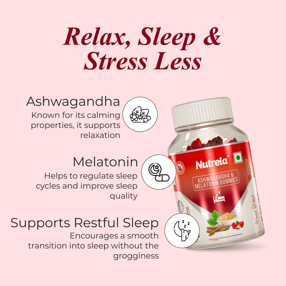 Patanjali Nutrela Ashwagandha & Melatonin Mixer Flavor Gummies 90g