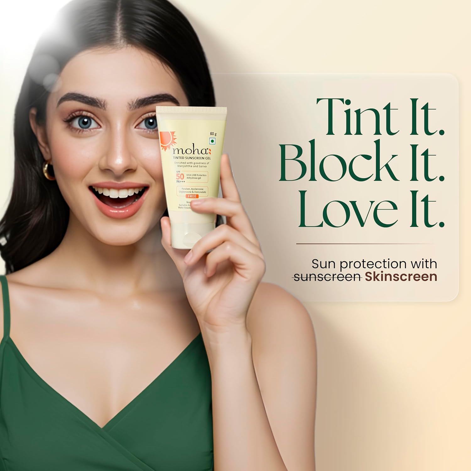 Moha Cosmetics Tinted Sunscreen Gel with SPF50 PA+++ 50g