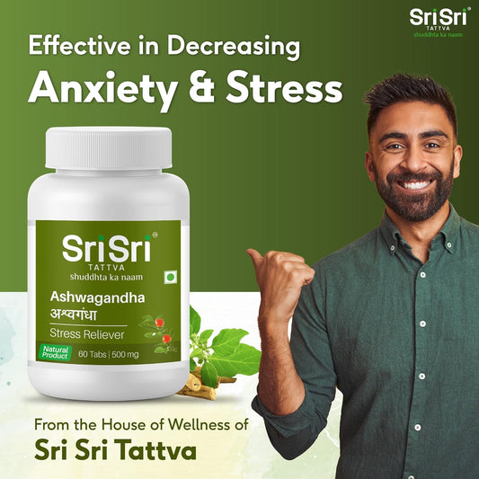 Sri Sri Tattva Ayurvedic Ashwagandha 500mg Acts as a Stress Reliever 60 Tablets