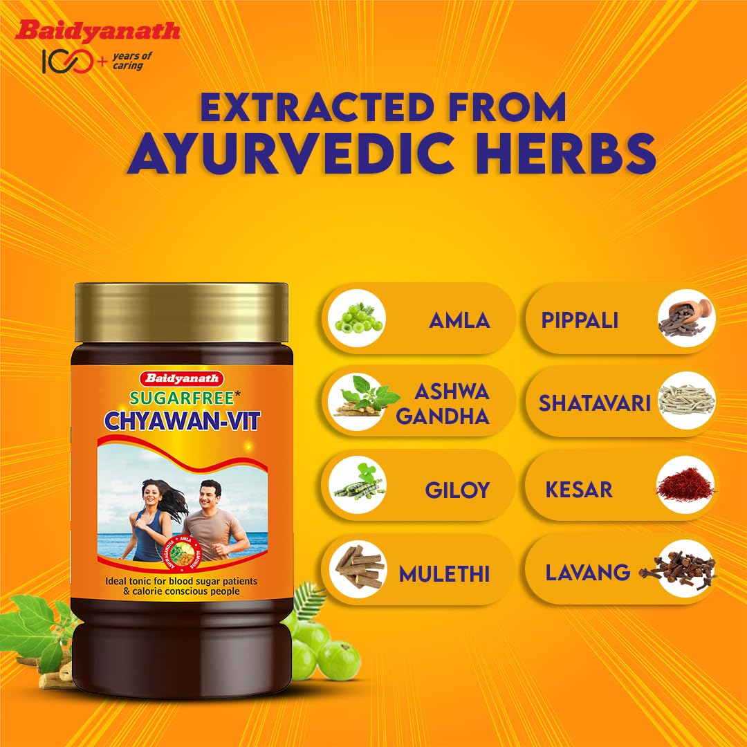 Baidyanath Ayurvedic Chyawan Vit Sugar Free Chyawanprash Boosts Immunity Enhances Strength