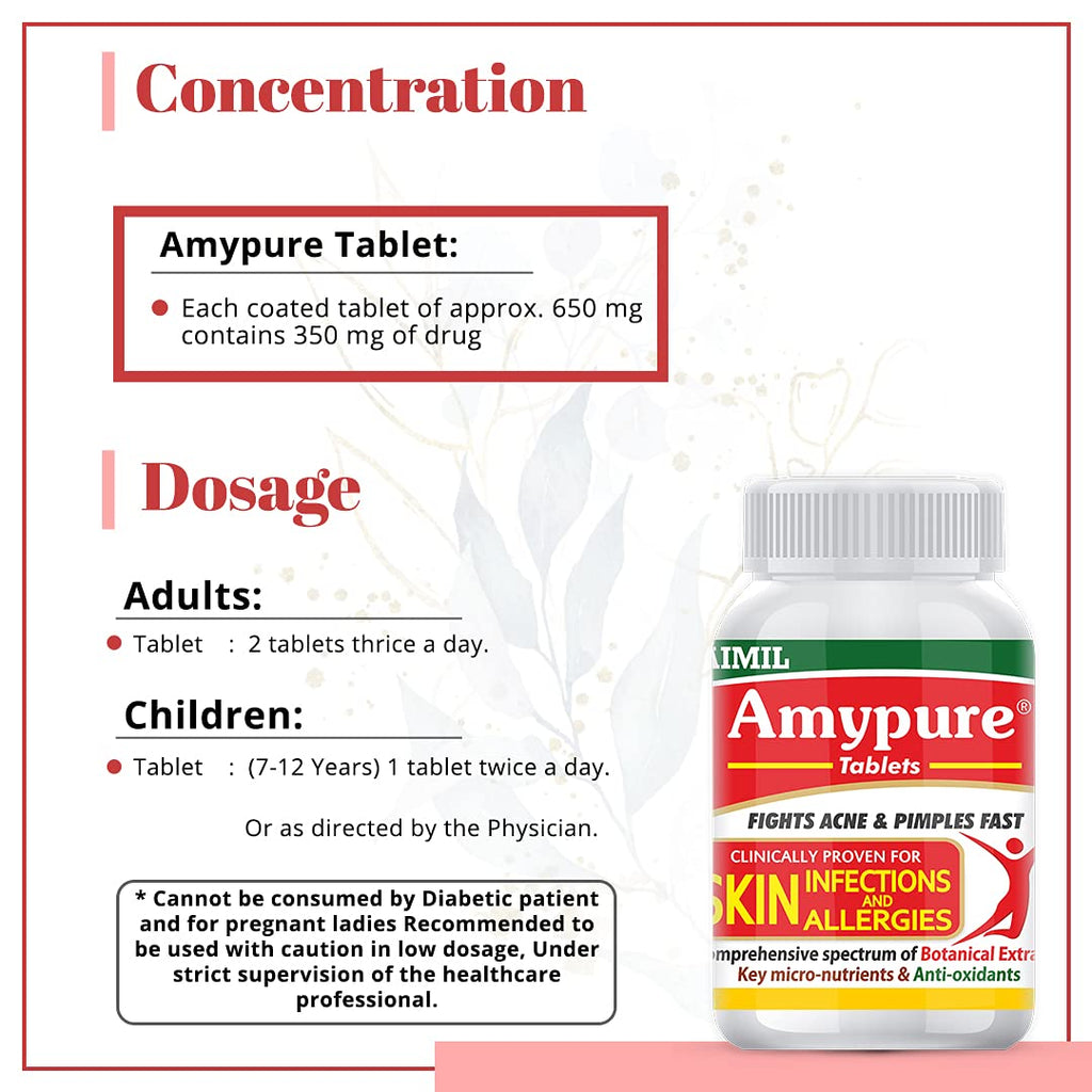 Таблетки для очистки крови Aimil Amypure для сияющей кожи без прыщей Таблетки и сироп