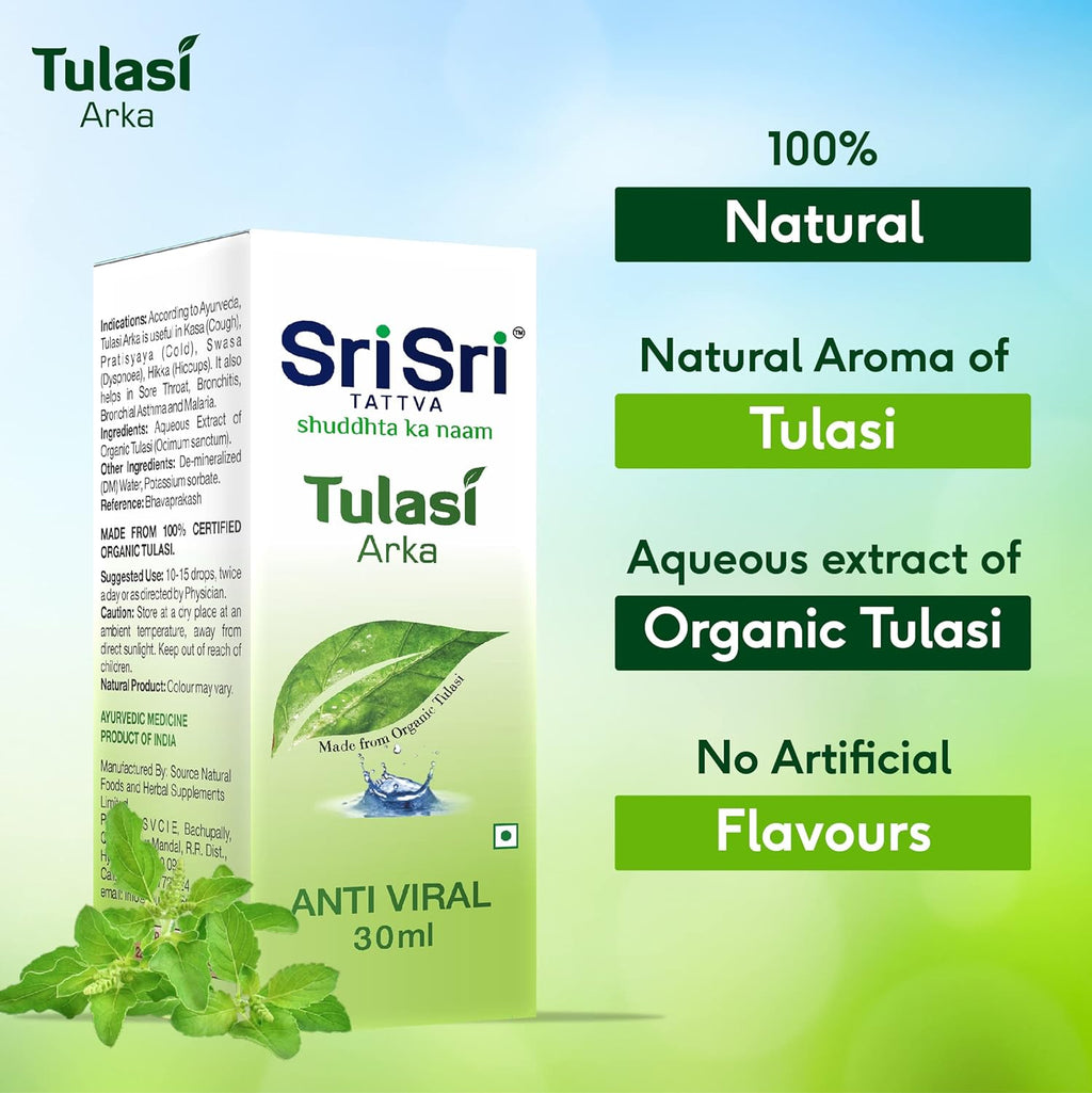 Sri Sri Tattva Ayurvedic Tulasi Arka Supports Respiratory Health 30ml