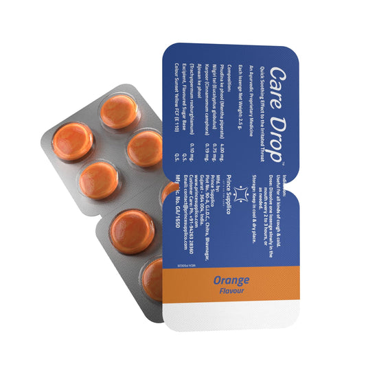 Prince Care Ayurvedic Care Drop Cough Relief Orange 8 X 30 Blister Lozenges