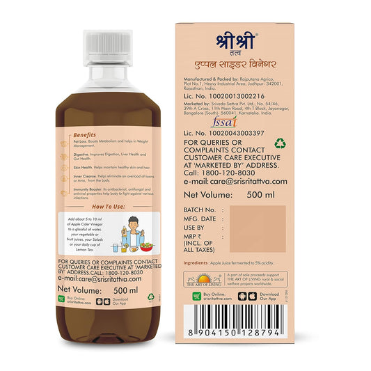 Sri Sri Tattva, ayurvedischer Apfelessig zur Gewichtskontrolle, Apfelessigsaft, 500 ml