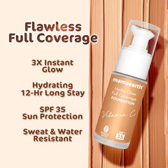 Mamaearth Hydra Glow Full Coverage Foundation With Vitamin C & Turmeric 30ml