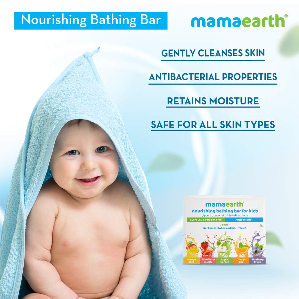 Mamaearth Nourishing Bathing Bar Soap For Kids Pack of 5 X 75g