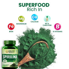 Himalayan Organics Spirulina 2000 mg Nahrungsergänzungsmittel, Grünes Essen für eine gute Gesundheit, Gewichtskontrolle und Stärkung des Immunsystems, Hilft bei der Herzgesundheit, 60 vegetarische Kapseln