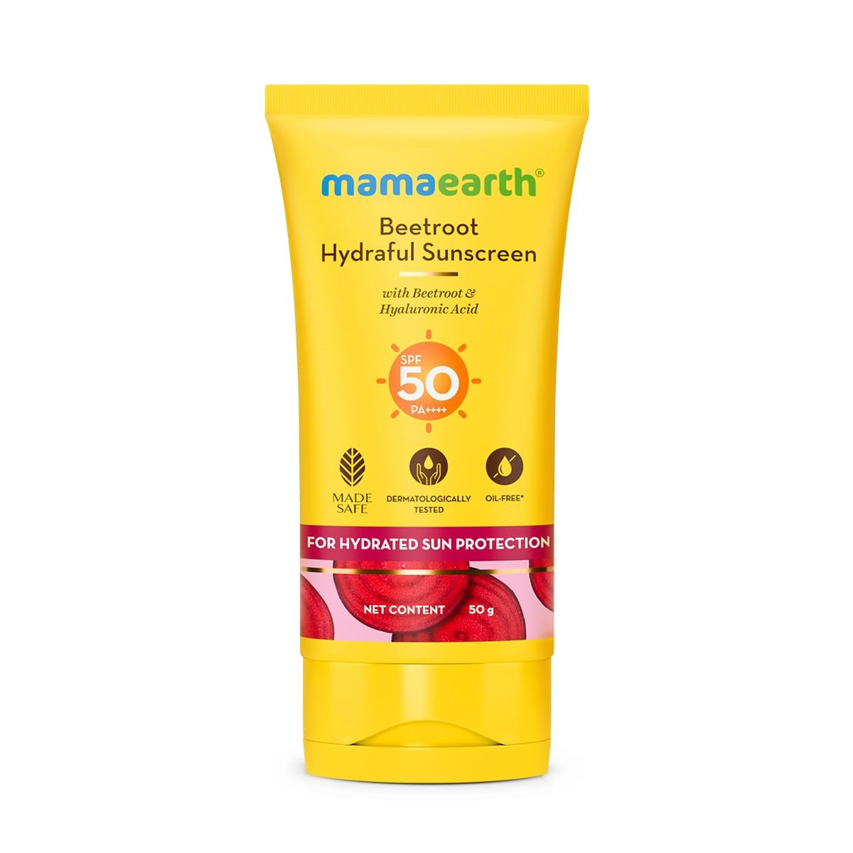 Mamaearth Beetroot Hydraful Sunscreen With Beetroot & Hyaluronic Acid 50g