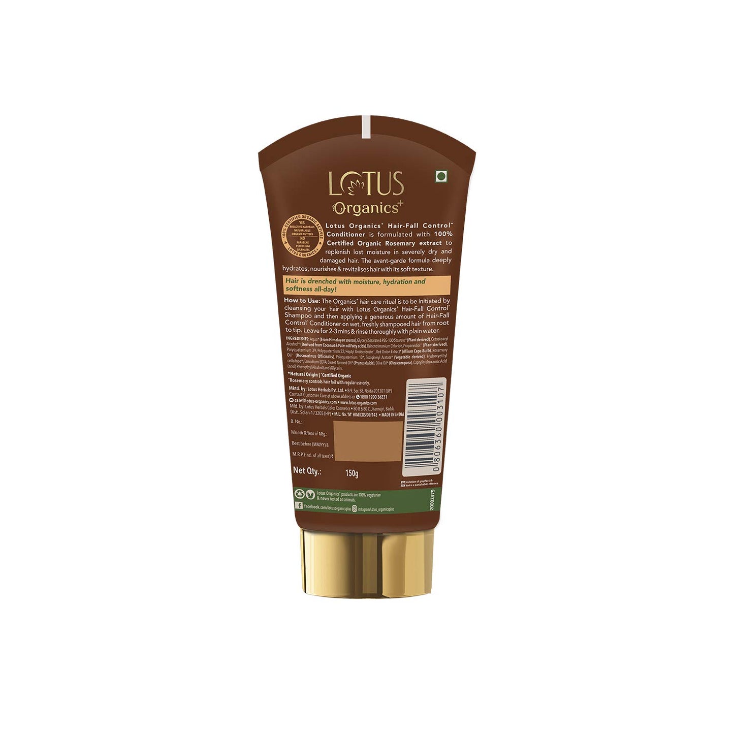 Lotus Organics+ Cosmetics Hair Fall Control Conditioner 150g