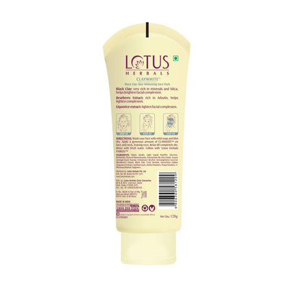 Lotus Herbals Cosmetics Claywhite Black Clay Skin Brightening Face Pack