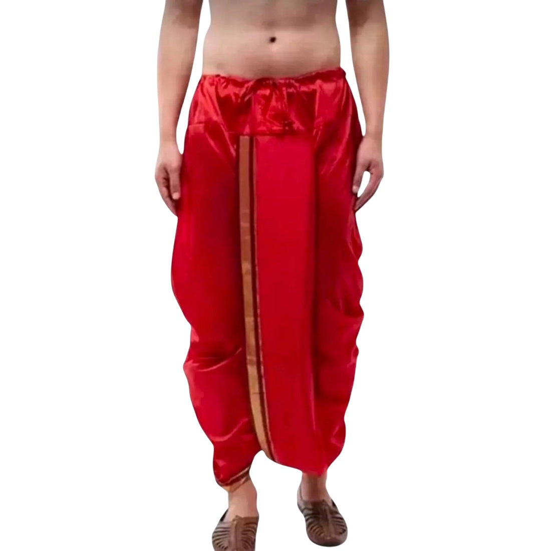 Indian Ethnic Party Wear Pure Soft Silk Border Readymade Men Dhoti for Dhoti Lovers