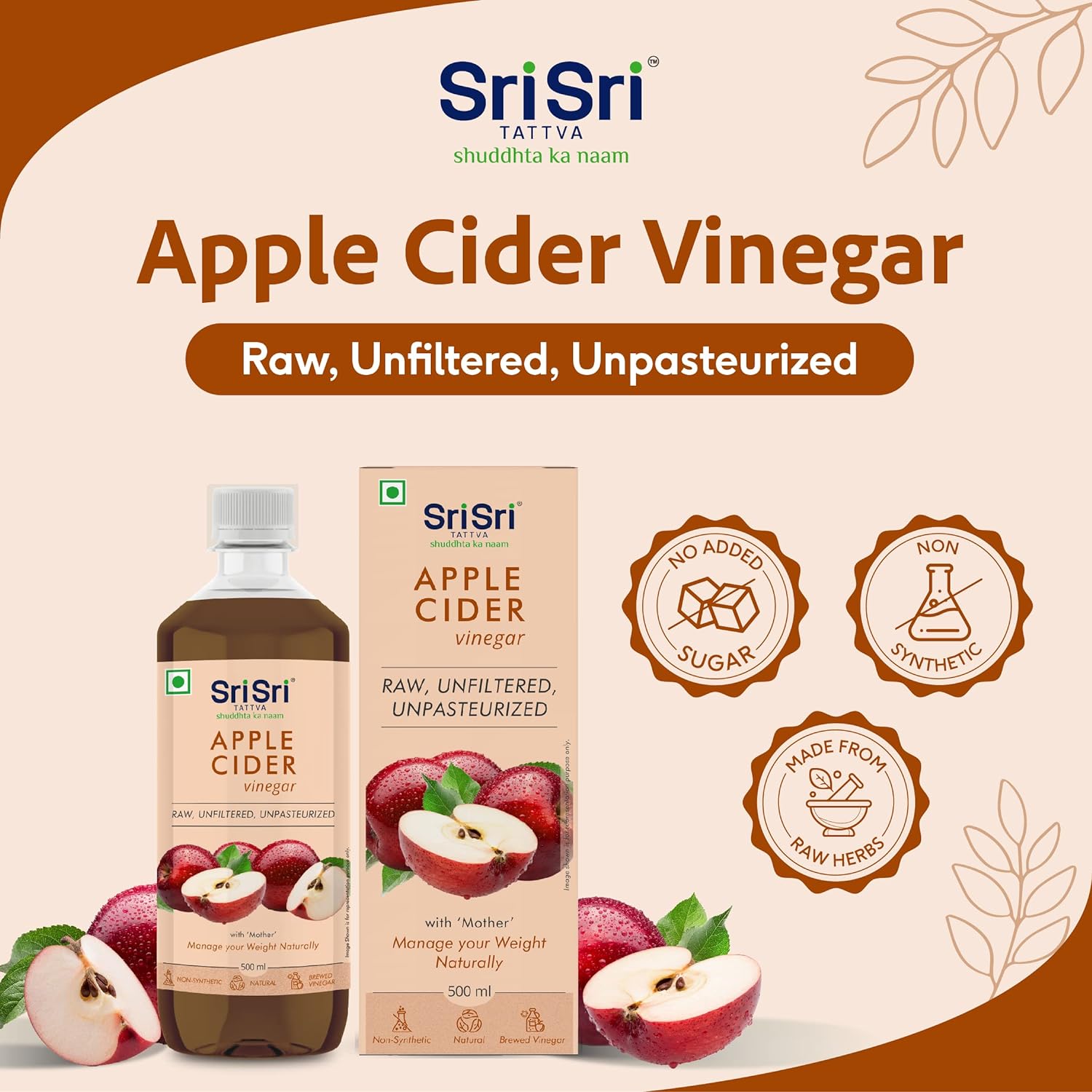 Sri Sri Tattva Ayurvedic Apple Cider Vinegar For Weight Management Acv Juice 500ml