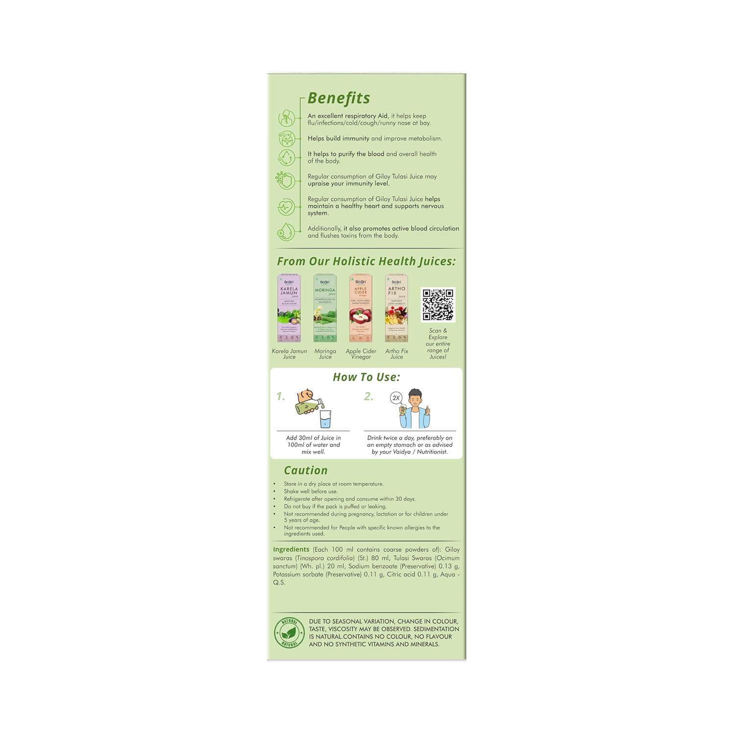 Sri Sri Tattva Ayurvedic Giloy Tulasi Juice Liquid