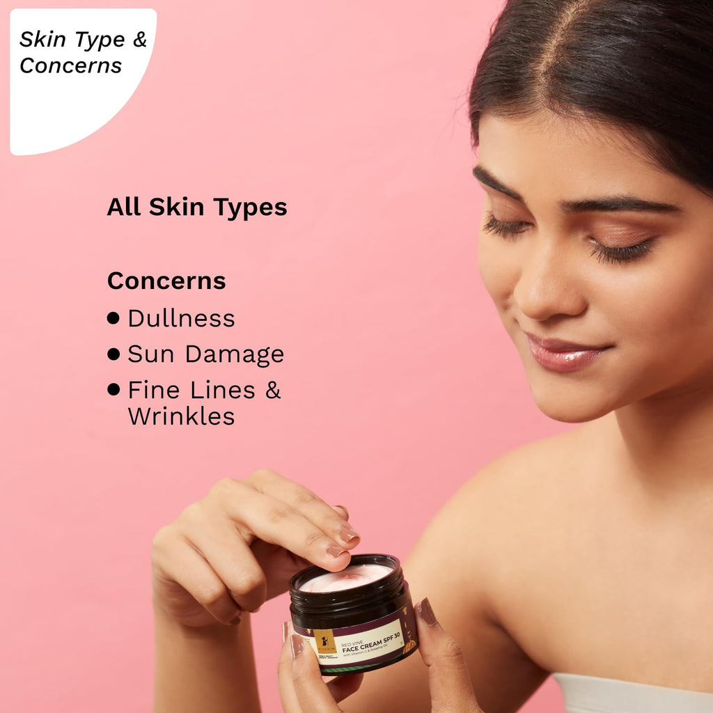 Pilgrim Cosmetics Red Vine Face Cream SPF 30 with Vitamin C & Rosehip Oil (PA+++) for Men 50g