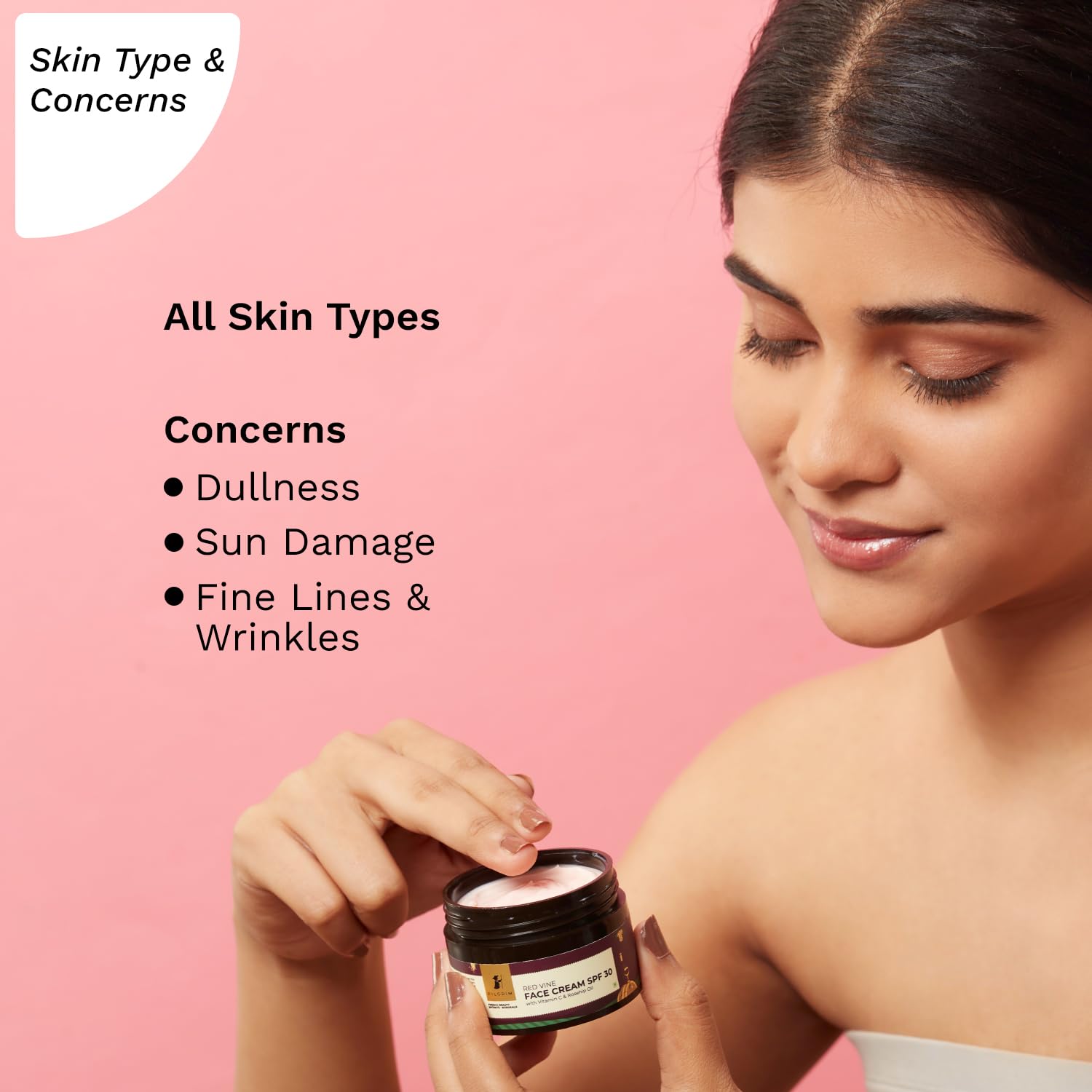 Pilgrim Cosmetics Red Vine Face Cream SPF 30 with Vitamin C & Rosehip Oil (PA+++) for Men 50g