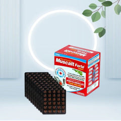 Aimil Ayurveda-Muscalt-Fort-Tabletten für das Wohlbefinden von Knochen und Gelenken reduzieren Schmerzen und Entzündungen. Fort-Tabletten, Ölspray und Sirup