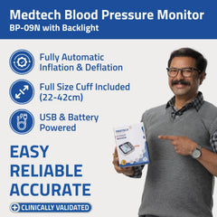 Medtech Automatisches digitales Blutdruckmessgerät BP09N (mit Hintergrundbeleuchtung)