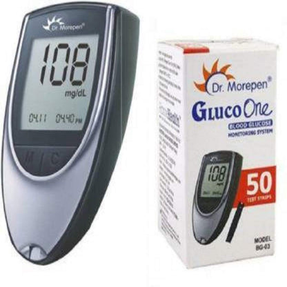 Dr. Morepen BG03 Gluco One Glucometer Combo 50 Strips (Multicolor)