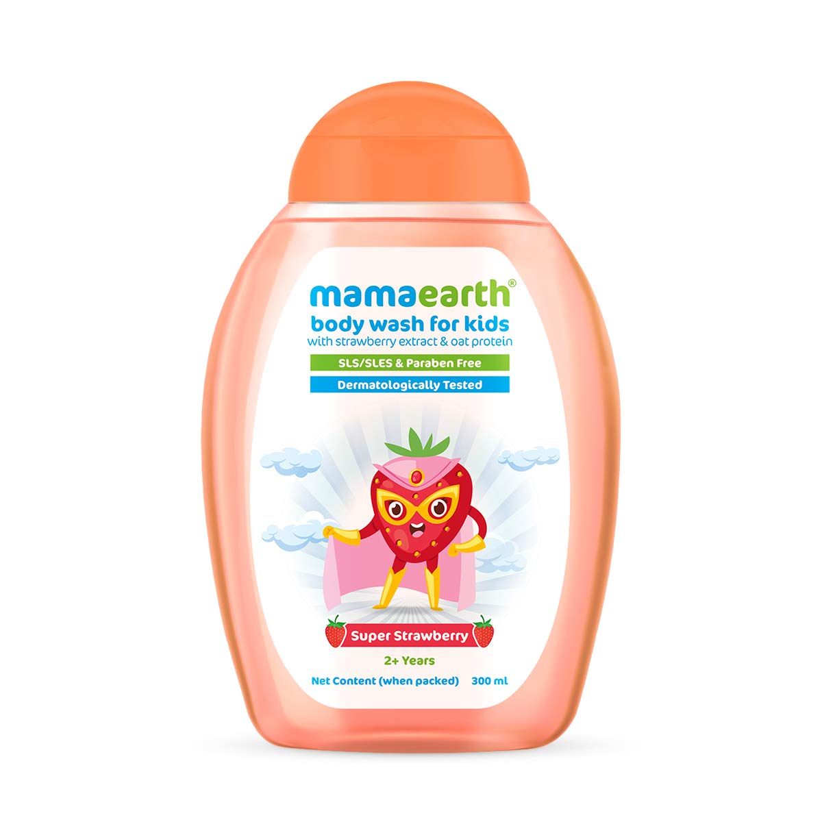 Mamaearth Super Strawberry Body Wash for Kids with Strawberry and Oat Protein 300ml