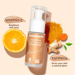 Mamaearth Hydra Glow Full Coverage Foundation With Vitamin C & Turmeric 30ml