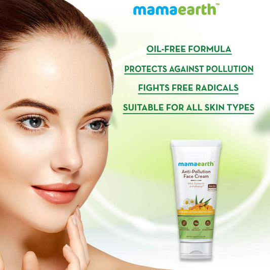 Mamaearth Anti-Pollution Daily Face Cream for Dry and Oily Skin, with Turmeric and Pollustop For a Bright Glowing Skin 80ml