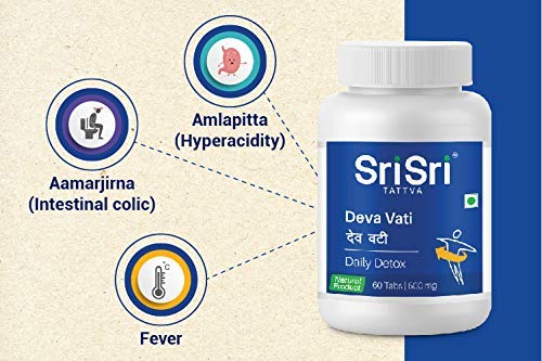 Sri Sri Tattva Ayurvedic Deva Vati 500 mg unterstützt die Entgiftung des Körpers, 60 Tabletten