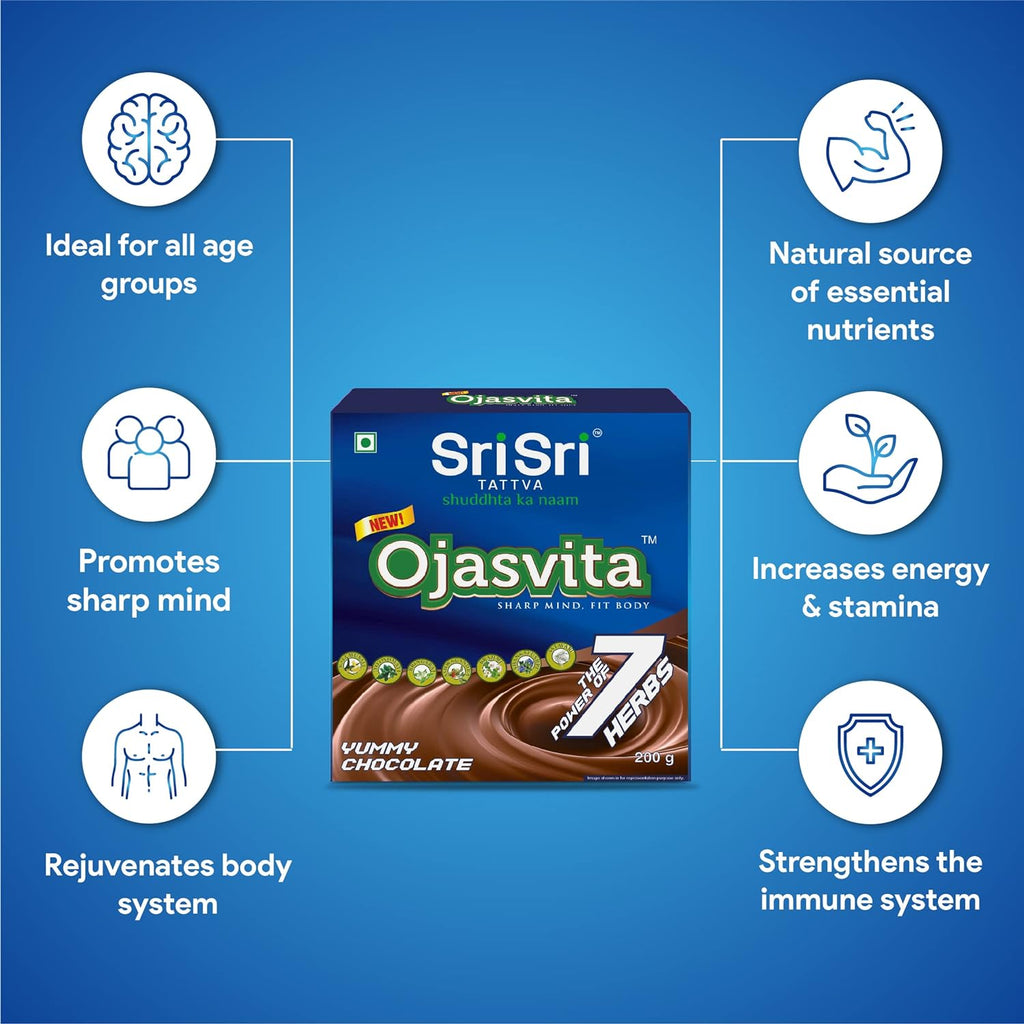 Sri Sri Tattva Ojasvita für Kraft, Ausdauer, Immunität und Gehirngesundheit Schokoladenpulver