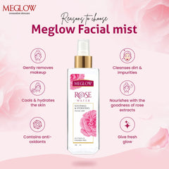 Leeford Meglow Rose Water Toner For Face 100ml