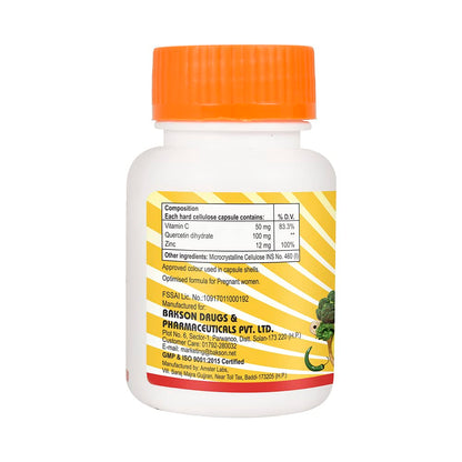 Bakson's Vitamin C Quercetin Dihydrate & Zinc Immunity Booster 30 Capsules
