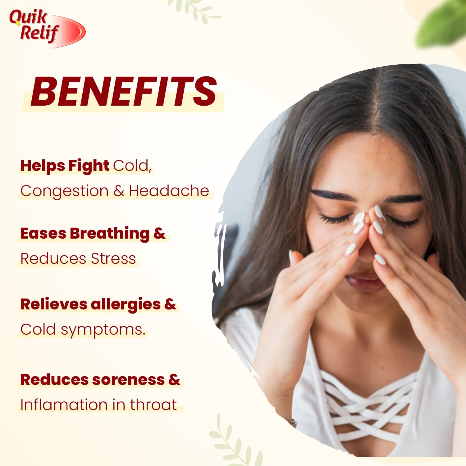 Leeford Quik Relif Inhaler For Cold,Cough & Blocked Nose 0.5 Ml