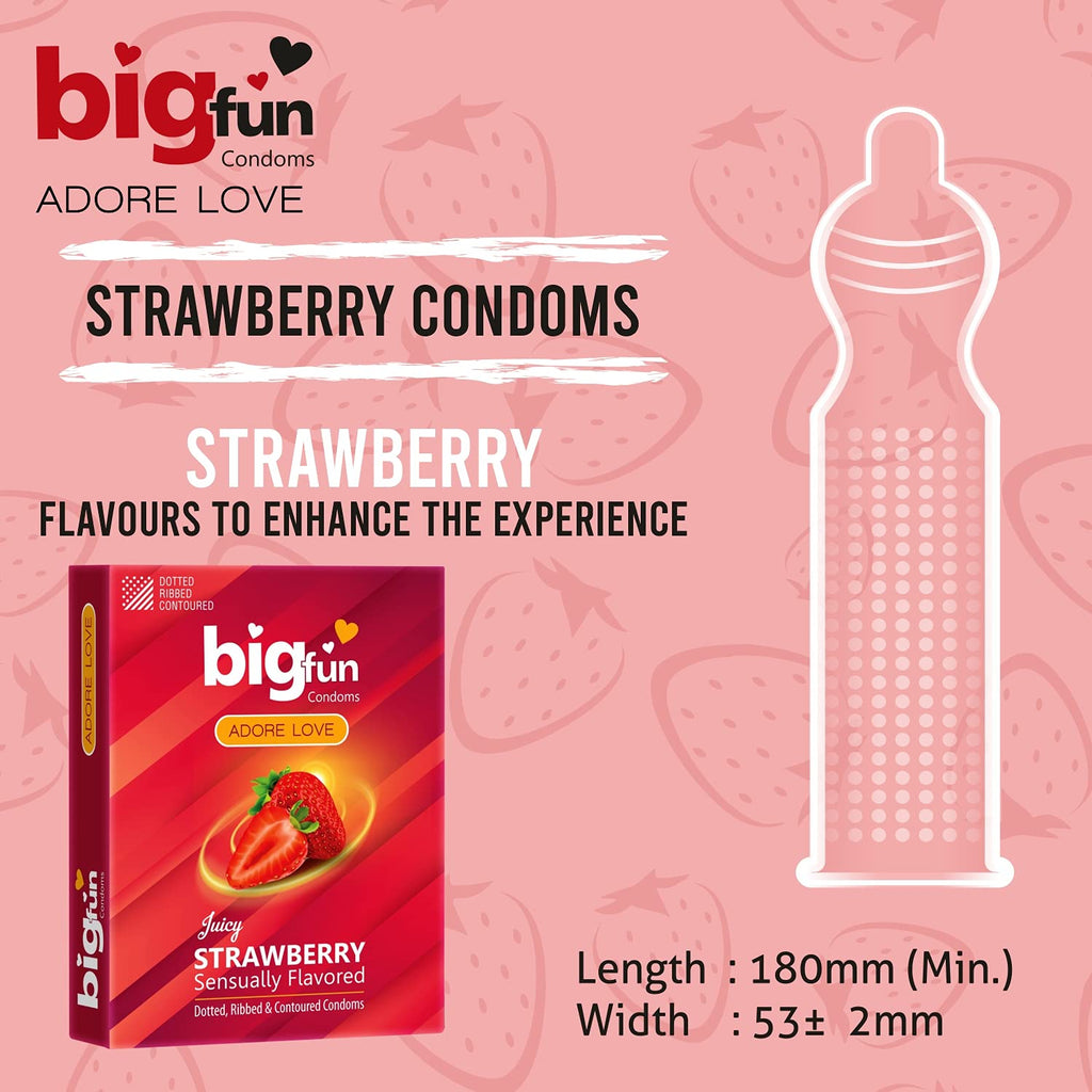 Leeford Bigfun Strawberry Flavoured Condom 10 Piece